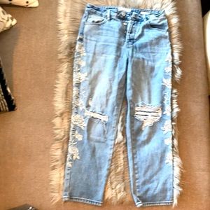 PacSun mom jeans Floral pattern down side seams